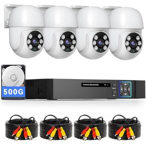 نظام كاميرا أمان سلكي في الهواء الطلق ، 4CH 5MP LITE AHD TVI DVR مع HDD 500GB ، 4 × 5MP PT DOME CAMERA