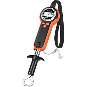 Fuzion Fish Scale, Professional Fishing Scale - 110lb Capacity, Waterproof, Night Light, Memory & Tape Measure | Portable Fish Weigh Kit w/Lip Gripper, Batteries & Pouch