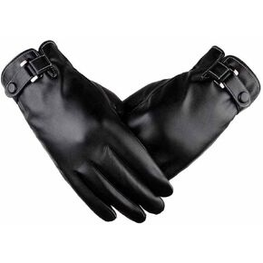 Men's Winter Warm Gloves, Men's Artificial Leather Driving Gloves, Thin Leather Gloves, Touch Screen