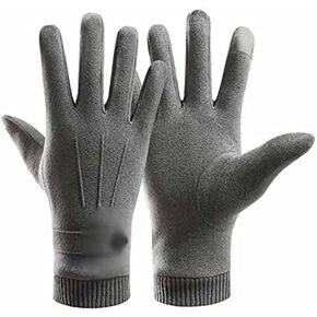 Winter Warm Touch Screen Plus Fleece Lining Suede Men's Gloves Thickening Men's Outdoor Gloves