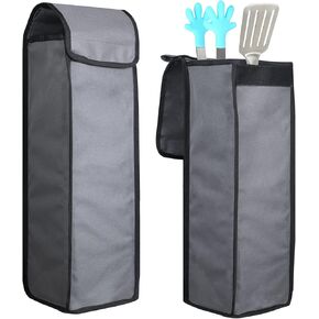 Grill Utensil Accessory Storage Bag Grey Waterproof BBQ Tool Storage Bags Grill Tools Foldable Barbecue Appliance Bracket Bag for Camping Hiking Barbecue