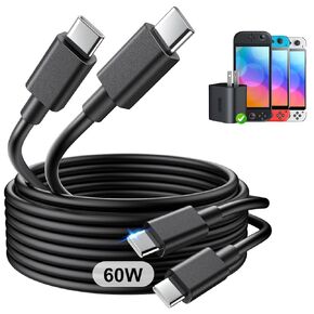 2-Pack Fast Charging Cable for Nintendo Switch 2 & Original Adapter,5FT 60W USB-C Charger,[𝐀𝐂 𝐀𝐝𝐚𝐩𝐭𝐞𝐫 𝐑𝐞𝐩𝐥𝐚𝐜𝐞𝐦𝐞𝐧𝐭 𝐂𝐨𝐫𝐝]Accessories for Switch 2/Official Adapter/Type-C Devices
