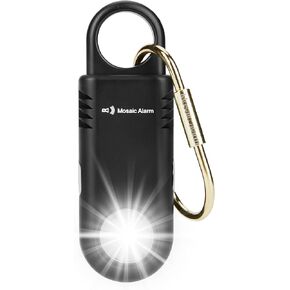 Rechargeable 135dB Personal Safety Alarm Strobe Light Loud Sound Non Slip Grip Keychain SOS Siren for Women, Students. Flashlight Hiking Bear Alarm Deterrent. Emergency Self Defense Alert. Gold
