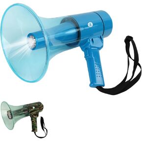 50W Portable Megaphone Bullhorn Speaker Waterproof with 1.5W LED Lights, Alarm Siren for Outdoor Rescue, Safety Drills, Indoor Use