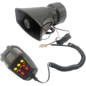 Varku Car Siren Horn ، 7 أصوات نغمة بصوت عالٍ ، إنذار إنذار 12 فولت 100W مكبر صوت متعدد الصواريخ ، والسيطرة عن بعد ، وفم مربع ، و Universal for Car Truck SUV تحذير الطوارئ والأمن