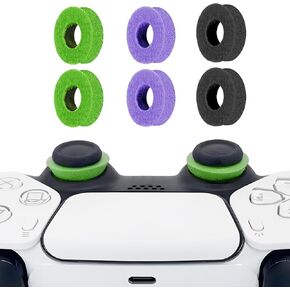 6 Pack Precision Rings Aim Assist for PS5, for PS4, Compatible with Xbox Controllers Accessories–Control with Soft Silicone Rings – Compatible with Fortnite & FPS Games，Black+Purple+Green