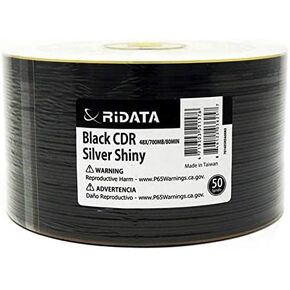100 Pack Ridata Black CD-R 48X 700MB 80M Shiny Silver Thermal Surface Black Bottom Blank Media Recordable Disc