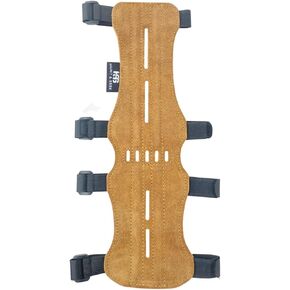 Hunt & Seek Suede Leather Archery Arm Guard 4 Hook-and-Loop Adjustable Straps Hunting Arm Guard Forearm Wrist Protector Archery Bracer Adult Unisex
