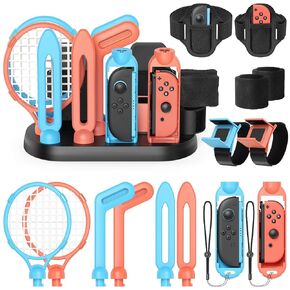 [For Switch 2/1] Sports Accessories Bundlefor Nintendo Switch 2 (2025)/Switch 1 with Organizer Station,Family Party Sports Kit, Golf/Tennis/Dance/Sword/Soccer for Joycon 2 & All-in-One Storage Stand