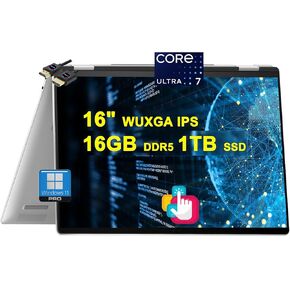 HP Envy x360 2-in-1 AI PC Laptop | 16" WUXGA Touch | Intel 12-core Ultra 7 155U (>i7-1335U) | 16GB DDR5 1TB SSD | Backlit Thunderbolt Poly Studio Privacy Camera Win11 w/DLCA Accessory