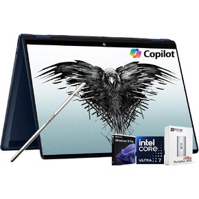 HP OmniBook X Flip 2-in-1 Copilot+ AI PC Laptop, 14" 2K Touchscreen, Intel Evo Platform 8-Core Ultra 7 258V(>Ultra 9 185H), DTS: X Ultra, Backlit KB, W/Style & 128GB PSD, Win11 PRO(16GB|2TB SSD)