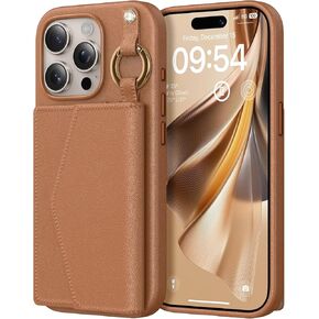 Tauri for iPhone 16 Pro Case ، حالة محفظة مغناطيسية قابلة للإزالة مع حامل البطاقة ، [متوافق مع Magsafe] علبة هاتف PU متينة مع الشحن اللاسلكي والبني