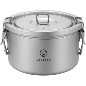 Valtcan 2000ml Titanium Rice Cooker Pot Home and Camping Backpacking Bento Lunch Box with locking Lid for Rapid Easy Rice Making