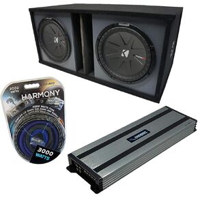 Ammarony Audio Universal Car Stereo Faimable Dual 12 "Kicker Bundle Compr CWR12 Sub Box lection & Harmony HA-A1500.1 AMP