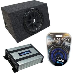 Harmony Audio Universal Car Stereo Hatchback Sealed Single 10" Kicker Bundle Comp C10 Sub Box Enclosure & Harmony HA-A400.1 Amp