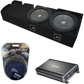 Harmony Audio Kicker CWR10 Compatible with Ford F-150 Super Crew Truck 2001-2003 Bundled with CXA1200.1 Amplifier and Dual 10" Custom Sub Box Enclosure