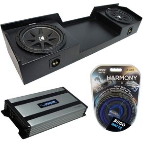 Harmony Audio Compatible with 2004-2015 Nissan Titan King or Crew Truck Kicker Bundle Comp C12 Dual 12" Rhino Coated Sub Box & HA-A800.1 Amp