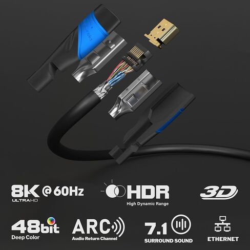 8K HDMI 2.1 Cable – 6ft – Ultra High Speed HDMI Cord, Officially Licensed & Designed in Germany (HDMI 2.1 Certified, 8K@60Hz, HDMI eARC, Perfect for PS5/Xbox/Switch, Silver/Black) – by CableDirect in Kuwait