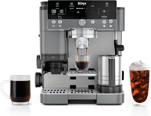Ninja Luxe Cafe Premier Series, Espresso Machine, Drip Coffee, Rapid Cold Brew, Integrated Grinder, Hands-Free Frother, with Knock Box, Water Filter, Cleaning Tablets, Descaler, ES601GM in Saudi Arabia