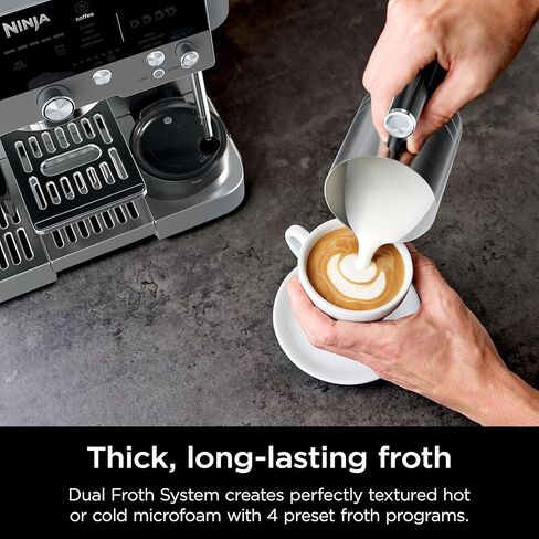 Ninja Luxe Cafe Premier Series, Espresso Machine, Drip Coffee, Rapid Cold Brew, Integrated Grinder, Hands-Free Frother, with Knock Box, Water Filter, Cleaning Tablets, Descaler, ES601GM in Saudi Arabia