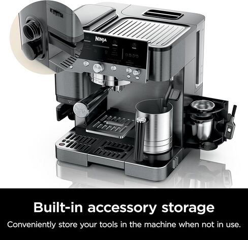 Ninja Luxe Cafe Premier Series, Espresso Machine, Drip Coffee, Rapid Cold Brew, Integrated Grinder, Hands-Free Frother, with Knock Box, Water Filter, Cleaning Tablets, Descaler, ES601GM in Saudi Arabia