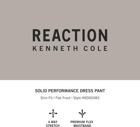 Kenneth Cole Reaction Men's Slim Fit Solid Performance Dress Pant, Dark Navy, 36W x 34L in Kuwait