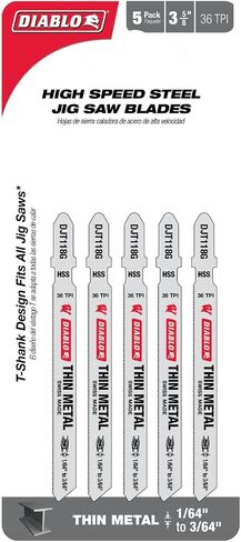 Diablo DJT118G5 3-5/8 in. 36 TPI High Speed Steel T-Shank Jig Saw Blades for Thin Metal (5-Pack) in Saudi Arabia