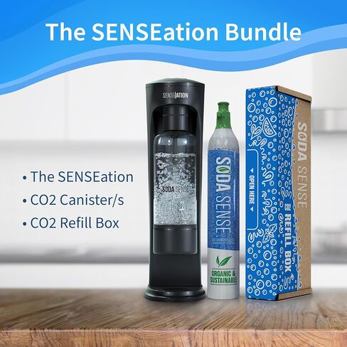 Soda Sense SENSEation Sparkling Water Maker Bundle, Includes Machine, 1 Threaded CO2 Canister & Re-usable Carbonation Bottle in Saudi Arabia