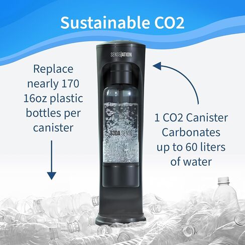 Soda Sense SENSEation Sparkling Water Maker Bundle, Includes Machine, 1 Threaded CO2 Canister & Re-usable Carbonation Bottle in Saudi Arabia