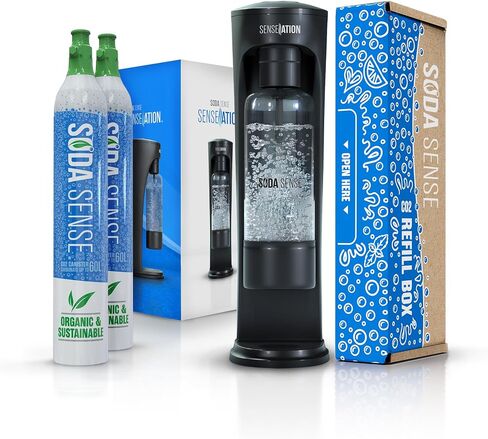 Soda Sense SENSEation Sparkling Water Maker Bundle, Includes Machine, 1 Threaded CO2 Canister & Re-usable Carbonation Bottle in Saudi Arabia