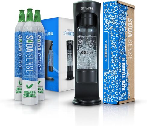 Soda Sense SENSEation Sparkling Water Maker Bundle, Includes Machine, 1 Threaded CO2 Canister & Re-usable Carbonation Bottle in Saudi Arabia