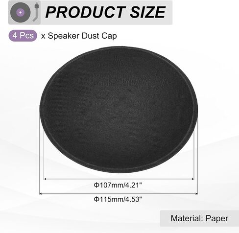 MECCANIXITY 4Pcs Speaker Dust Cap 115mm/4.53" Outer Diameter Dome Paper Cap Subwoofer Coil Cover Caps with Repair Glue for Speaker Decoration Accessory Repair in Saudi Arabia