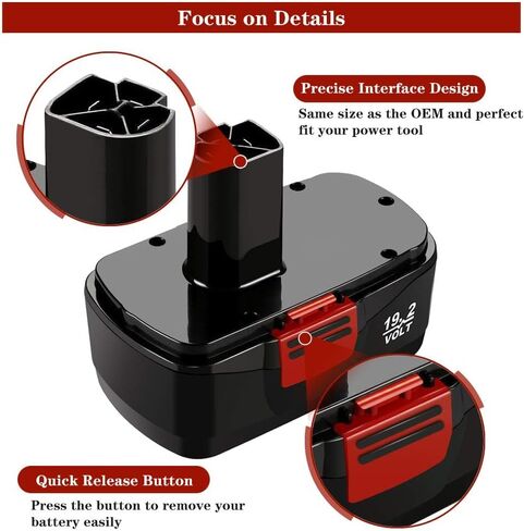 2 Pack 3600mAh Ni-Mh Replacement Battery Compatible with Craftsman 19.2 Volt C3 DieHard 130279005 315.113753 315.115410 315.11485 1323903 120235021 130235021 11375 11376 19.2V Cordless Drill Batteries in Saudi Arabia