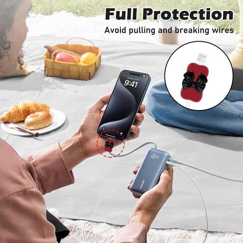 واقي كابلات الموجة Camecosy لمحول iPhone 18W/20W ، تصميم ربطة عنق أسود لطيف. in Saudi Arabia