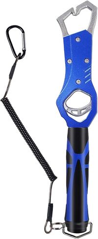 11.8'' Heavy-Duty Fish Gripper with Scale Rustproof Aluminum Body, Non-Slip Rubber Handle, Built-in Weight Estimator & Wrist Lanyard in Saudi Arabia