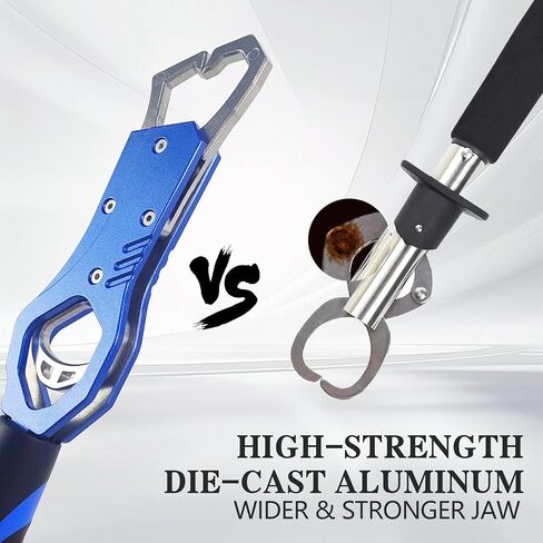 11.8'' Heavy-Duty Fish Gripper with Scale Rustproof Aluminum Body, Non-Slip Rubber Handle, Built-in Weight Estimator & Wrist Lanyard in Saudi Arabia
