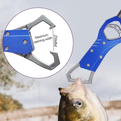 11.8'' Heavy-Duty Fish Gripper with Scale Rustproof Aluminum Body, Non-Slip Rubber Handle, Built-in Weight Estimator & Wrist Lanyard in Saudi Arabia