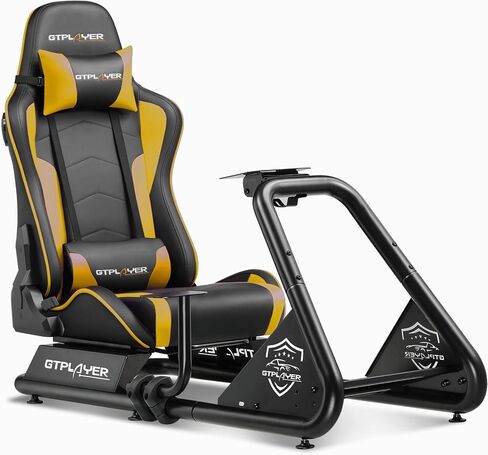 قمرة القيادة المحاكاة Gtplayer Racing مع مكبرات صوت ومقعد ومتكلم بلوتوث ، ومقعد متلألئ على نمط السباق وإطار فولاذ من سبائك سبيكة (أسود) in Kuwait