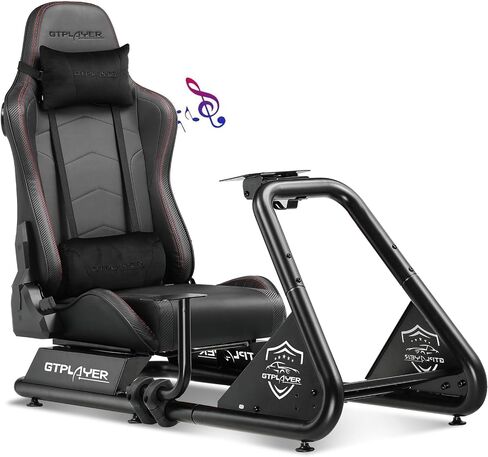 قمرة القيادة المحاكاة Gtplayer Racing مع مكبرات صوت ومقعد ومتكلم بلوتوث ، ومقعد متلألئ على نمط السباق وإطار فولاذ من سبائك سبيكة (أسود) in Kuwait
