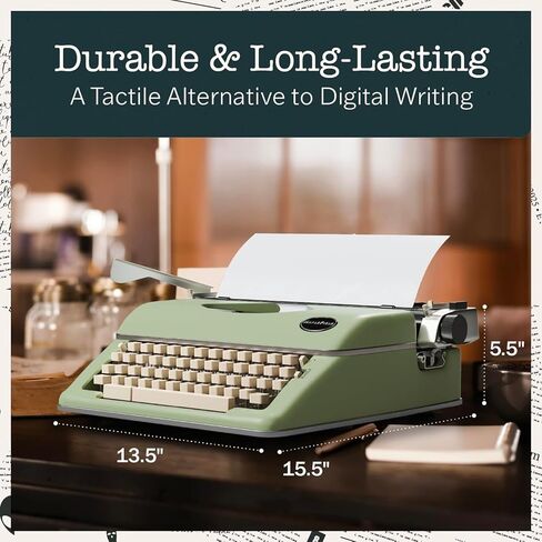 آلة كاتبة Maplefield Vintage - آلة كاتبة عتيقة - ديكور طاولة لطيف للمنزل أو المكتب - إعداد سهل - يناسب أوراق ورقية قياسية مقاس 8 × 11 بوصة (برونزية عتيقة) in Saudi Arabia