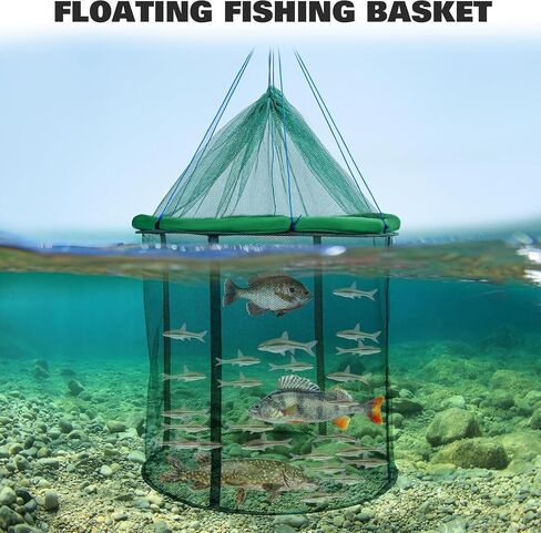 QualyQualy Floating Fish Basket 41/73 Gallons Extra Large for Live Caught, Fully Foldable Fishing Net Holder for Bait Live Well Collapsible Mesh Fishing Holder Cage in Saudi Arabia