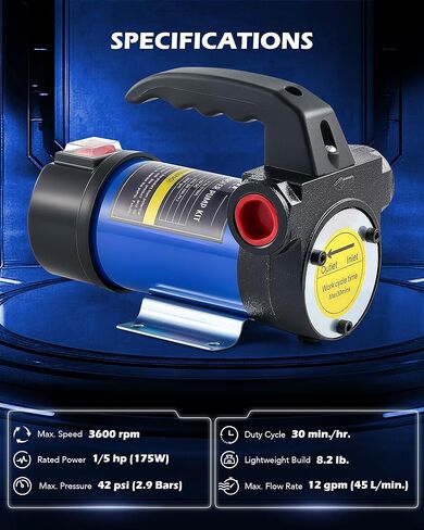 Orion Motor Tech Diesel Transfer Pump, 12 Volt Fuel Pump with Nozzle Hoses for Diesel, Kerosene, Machine, Transformer Oil, Self Priming DC Electric Kit in Kuwait