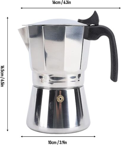 Stovetop Coffee Maker Stainless Steel Octagonal Even Heat Distribution Stovetop Coffee Maker Pot Silver (300ML) in Kuwait
