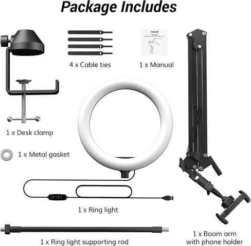 تونور حلقة اضاءة سيلفي 12 انش مع حامل ثلاثي القوائم، غالق بلوتوث عن بعد مع حامل جوال لزووم/تيك توك/مكياج/يوتيوب/مصور/البث/المؤتمرات، متوافق مع iOS/اندرويد (TRL-20) in Saudi Arabia