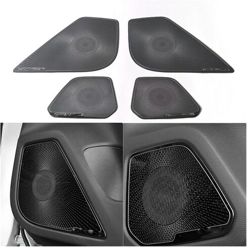 4 Doors Car Audio Speaker Loudspeaker Frame Horn Decoration Cover Fit for Mitsubishi Outlander 2022-2024 Trim Interior Accessories Door Audio Speaker Cover(Ss Black) in Saudi Arabia