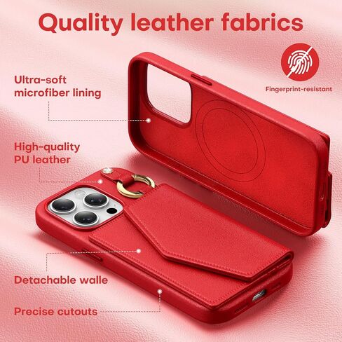 Tauri for iPhone 16 Pro Case ، حالة محفظة مغناطيسية قابلة للإزالة مع حامل البطاقة ، [متوافق مع Magsafe] علبة هاتف PU متينة مع الشحن اللاسلكي والبني in Saudi Arabia