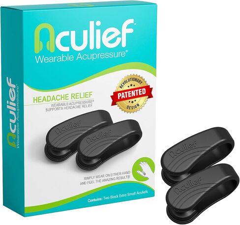 Aculief - الصداع الطبيعي والصداع النصفي وتخفيف التوتر الحائز على جوائز - يمكن ارتداؤه - يدعم الاسترخاء بالضغط الإبري، وتخفيف التوتر، وتخفيف التوتر وتخفيف الصداع - عبوة من قطعتين - (أزرق مخضر صغير) in Saudi Arabia
