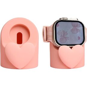 LUVI Watch Charger Stand Cute for Woman Girls for Apple Watch Holder Silicone Soft Charging Dock Desk Accessories Purple Heart