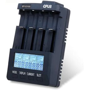BT - C3100 V2.2 Universal Battery Charger Speedy LCD Display Smart Battery Charger for Rechargeable Batteries Ni-MH Ni-Cd AA AAA,3.7V Li-ion 18650 26650 17670 14500 18490 (4-Slot)