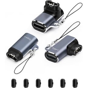 Watch Charging Adapter, USB C Female to Male Adapter Charging Port Compatible with Garmin Fenix ​​​​​​7/7S/7X/6/6X/6S, etc., Type-C Watch Charger with Anti-Lost Buckle (Mix*3)